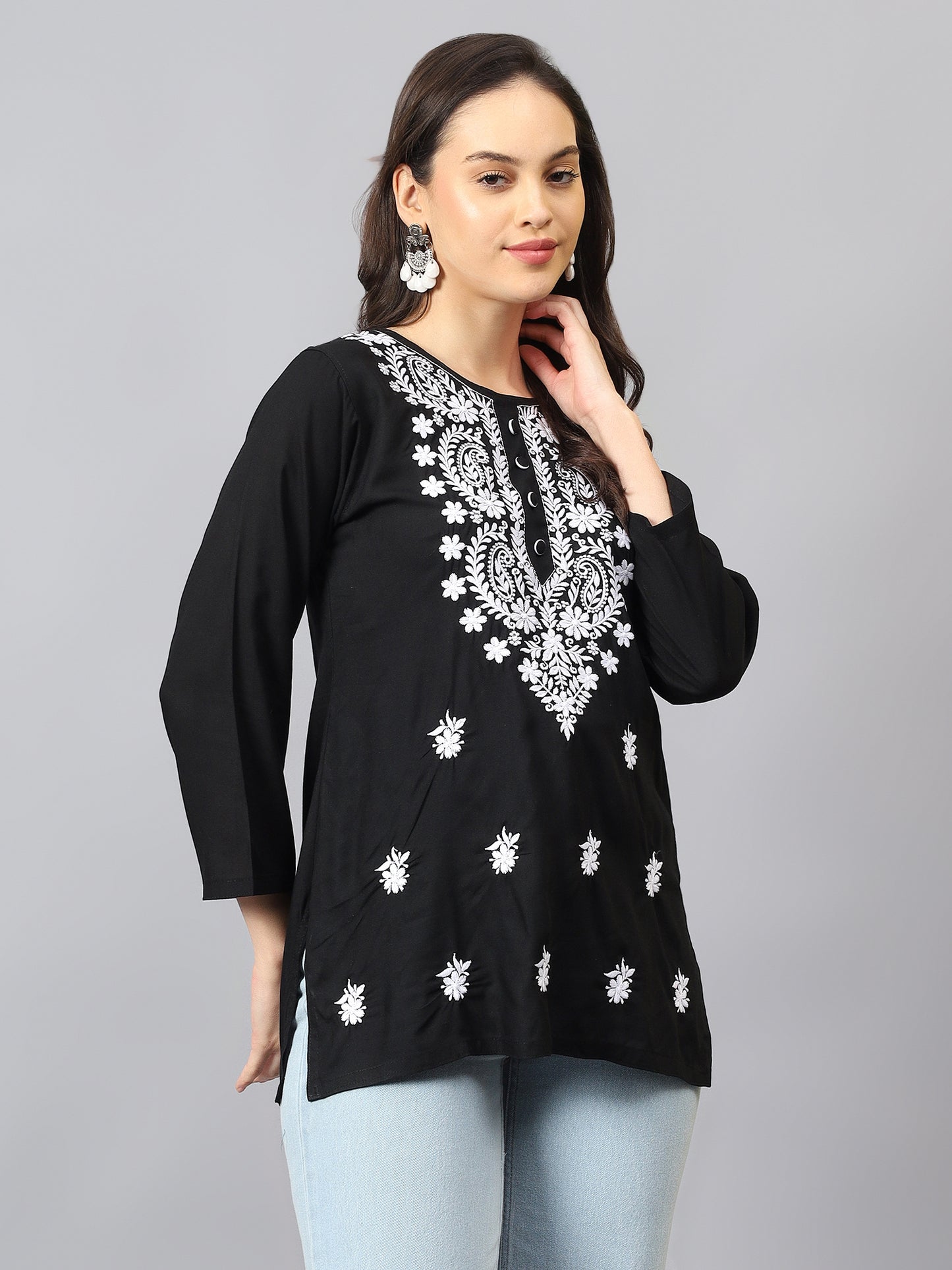 The Chikankari Story: Chikankari Machine Embroidery Short Kurta, Kurti, and Tunic Collection in Cotton Rayon Fabric