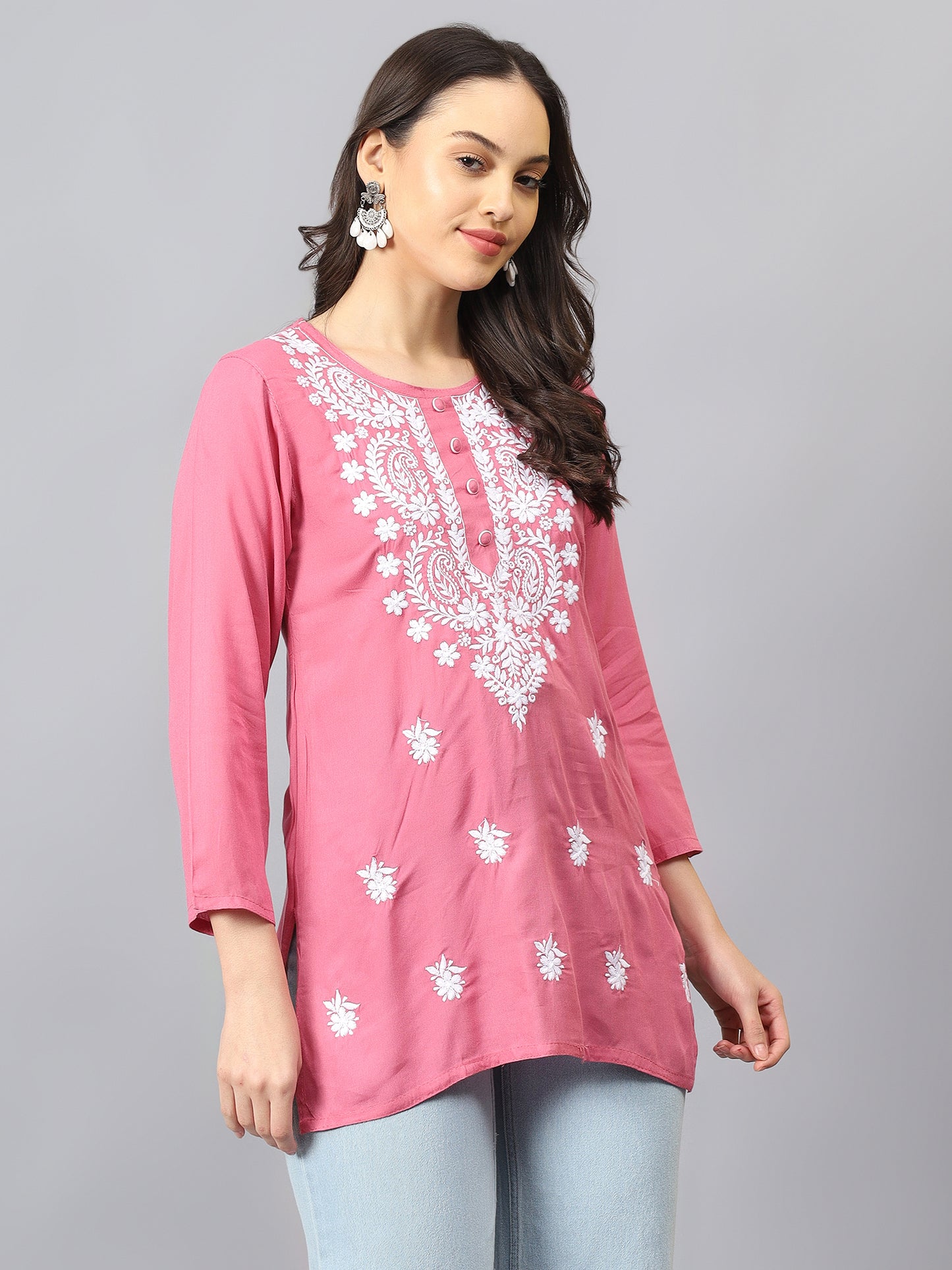 The Chikankari Story: Chikankari Machine Embroidery Short Kurta, Kurti, and Tunic Collection in Cotton Rayon Fabric