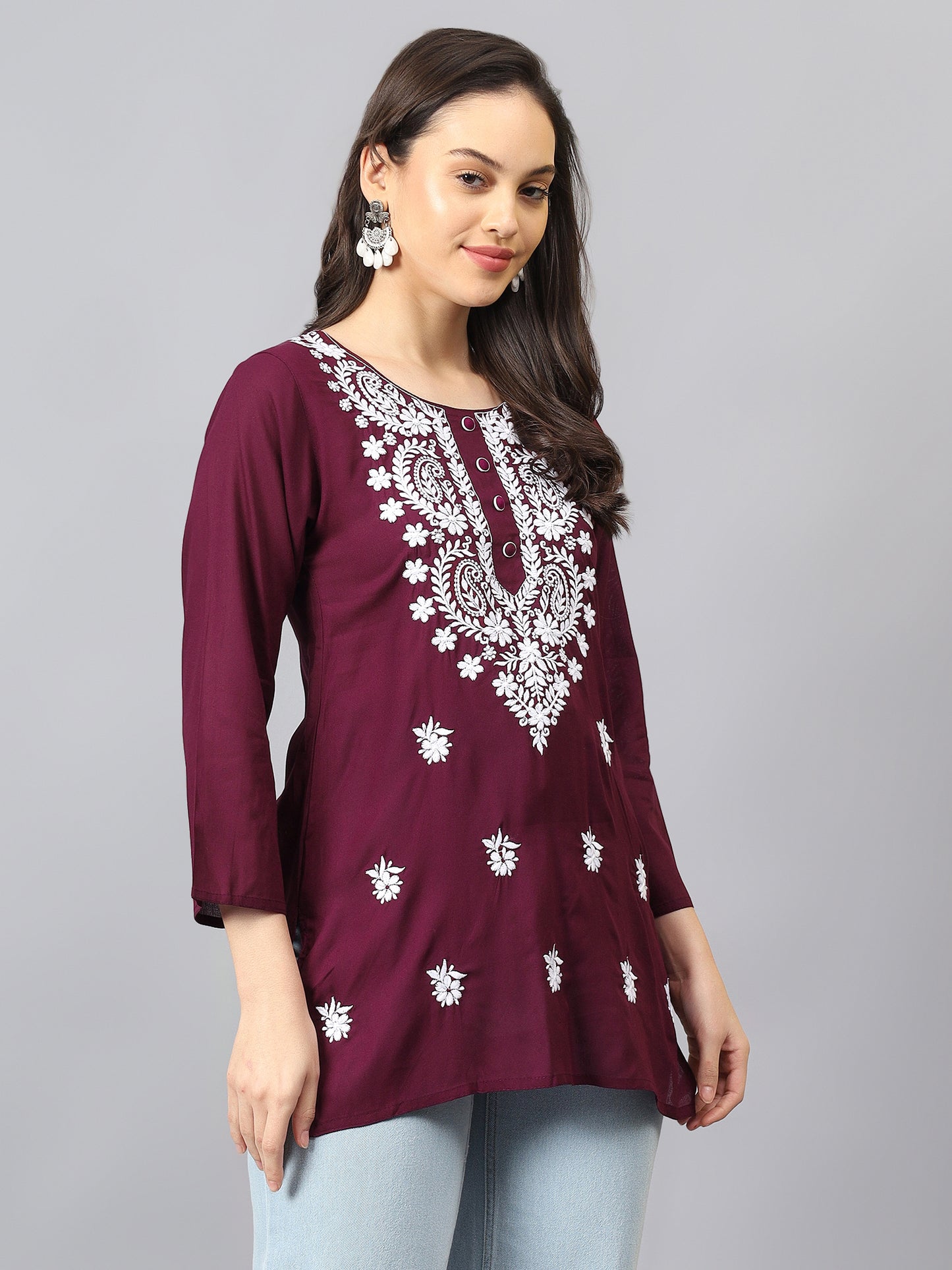 The Chikankari Story: Chikankari Machine Embroidery Short Kurta, Kurti, and Tunic Collection in Cotton Rayon Fabric