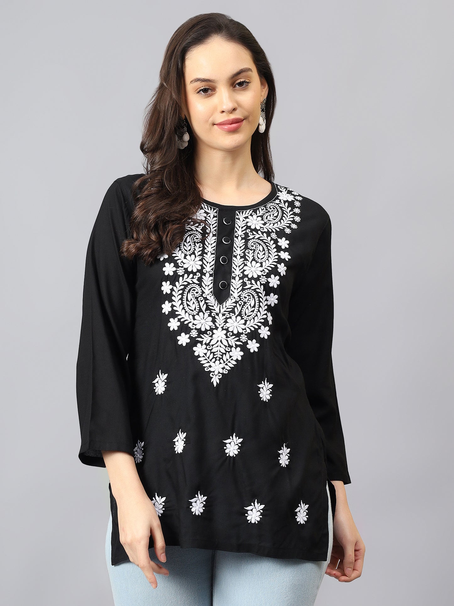 The Chikankari Story: Chikankari Machine Embroidery Short Kurta, Kurti, and Tunic Collection in Cotton Rayon Fabric