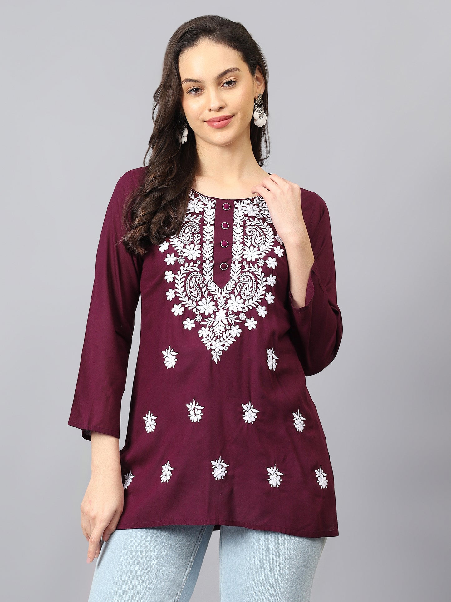The Chikankari Story: Chikankari Machine Embroidery Short Kurta, Kurti, and Tunic Collection in Cotton Rayon Fabric