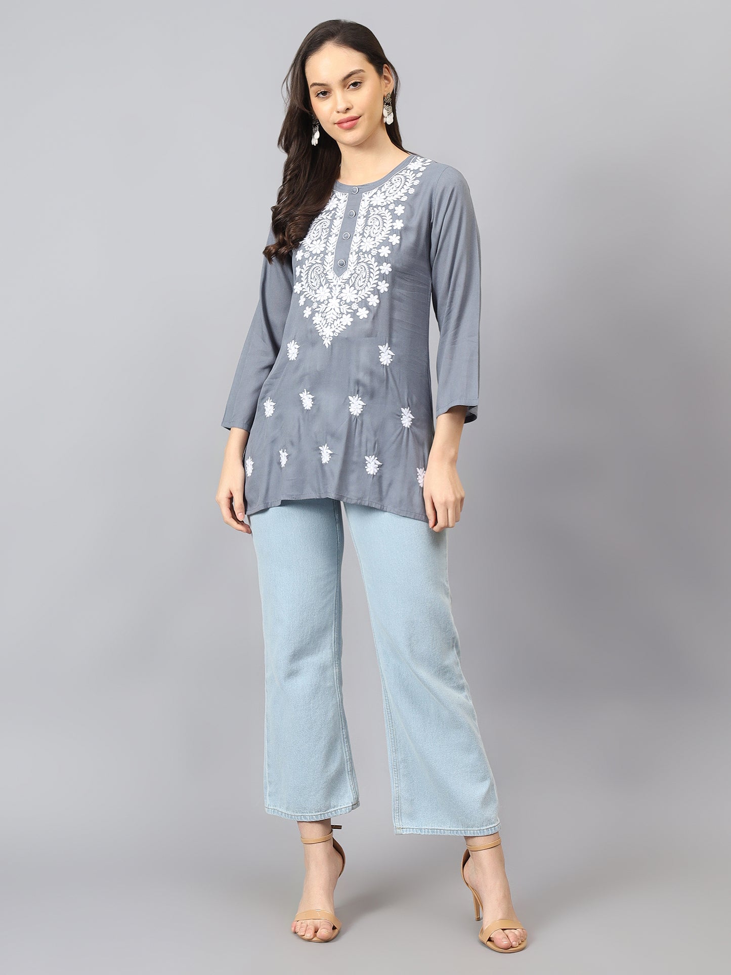The Chikankari Story: Chikankari Machine Embroidery Short Kurta, Kurti, and Tunic Collection in Cotton Rayon Fabric