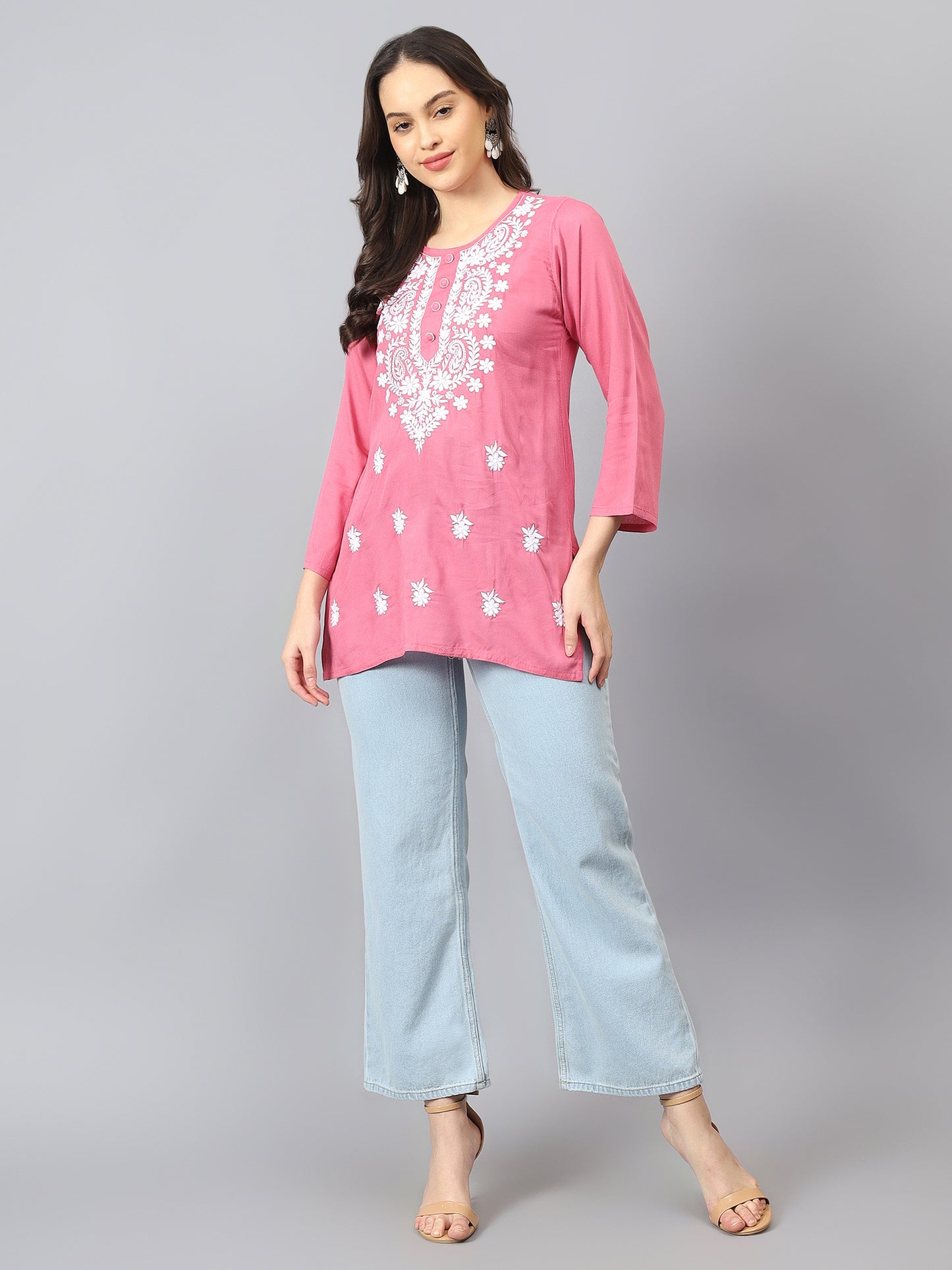 The Chikankari Story: Chikankari Machine Embroidery Short Kurta, Kurti, and Tunic Collection in Cotton Rayon Fabric