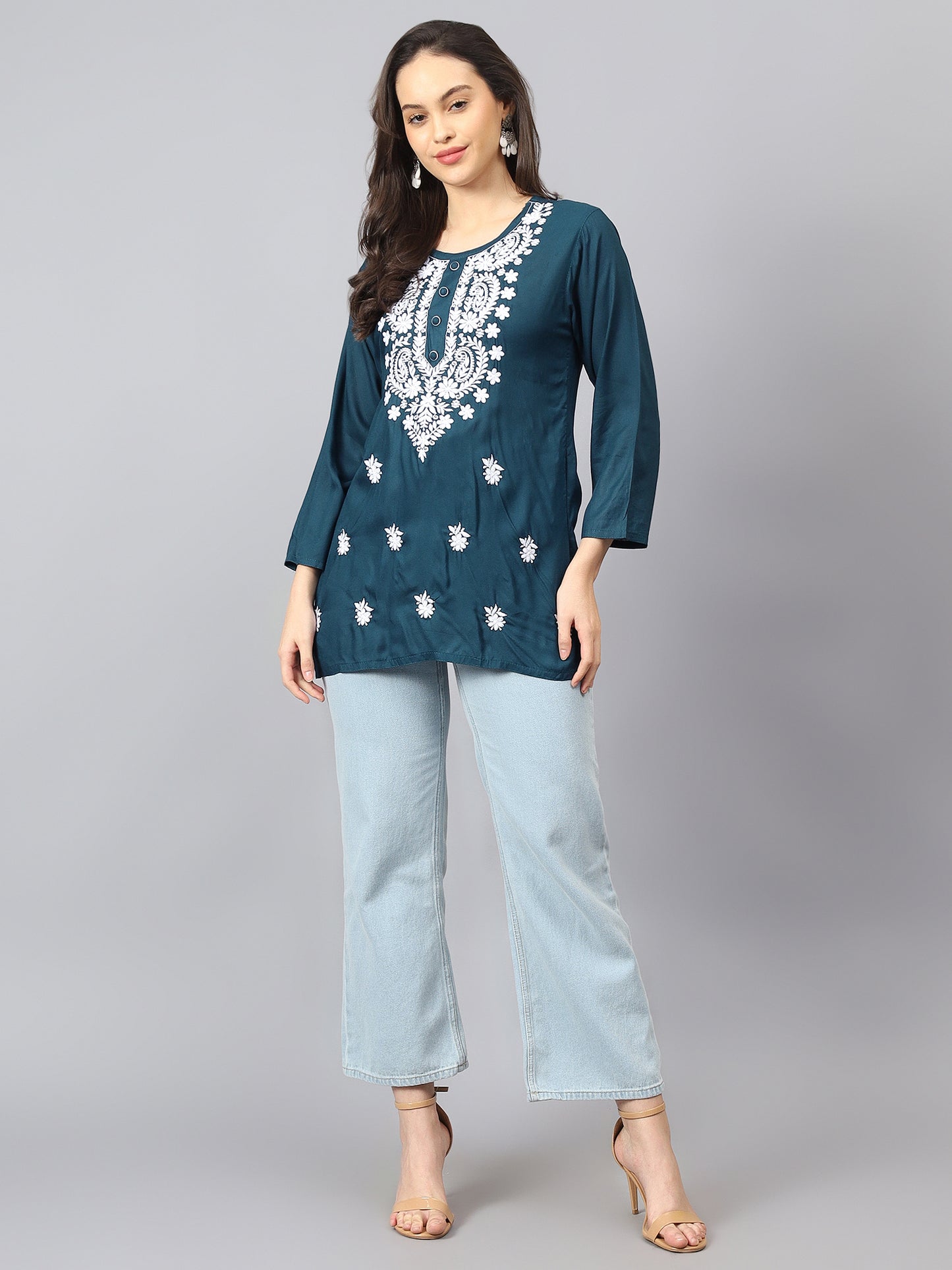 The Chikankari Story: Chikankari Machine Embroidery Short Kurta, Kurti, and Tunic Collection in Cotton Rayon Fabric