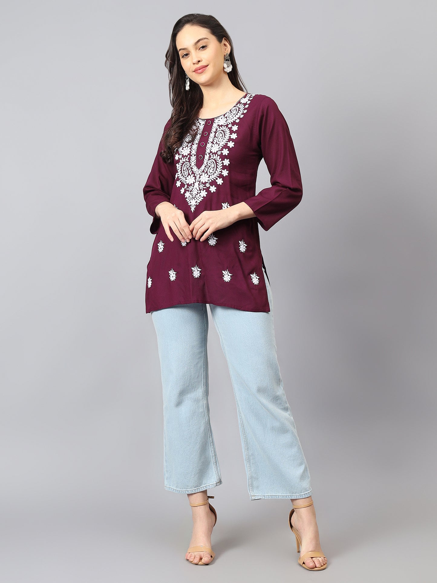 The Chikankari Story: Chikankari Machine Embroidery Short Kurta, Kurti, and Tunic Collection in Cotton Rayon Fabric