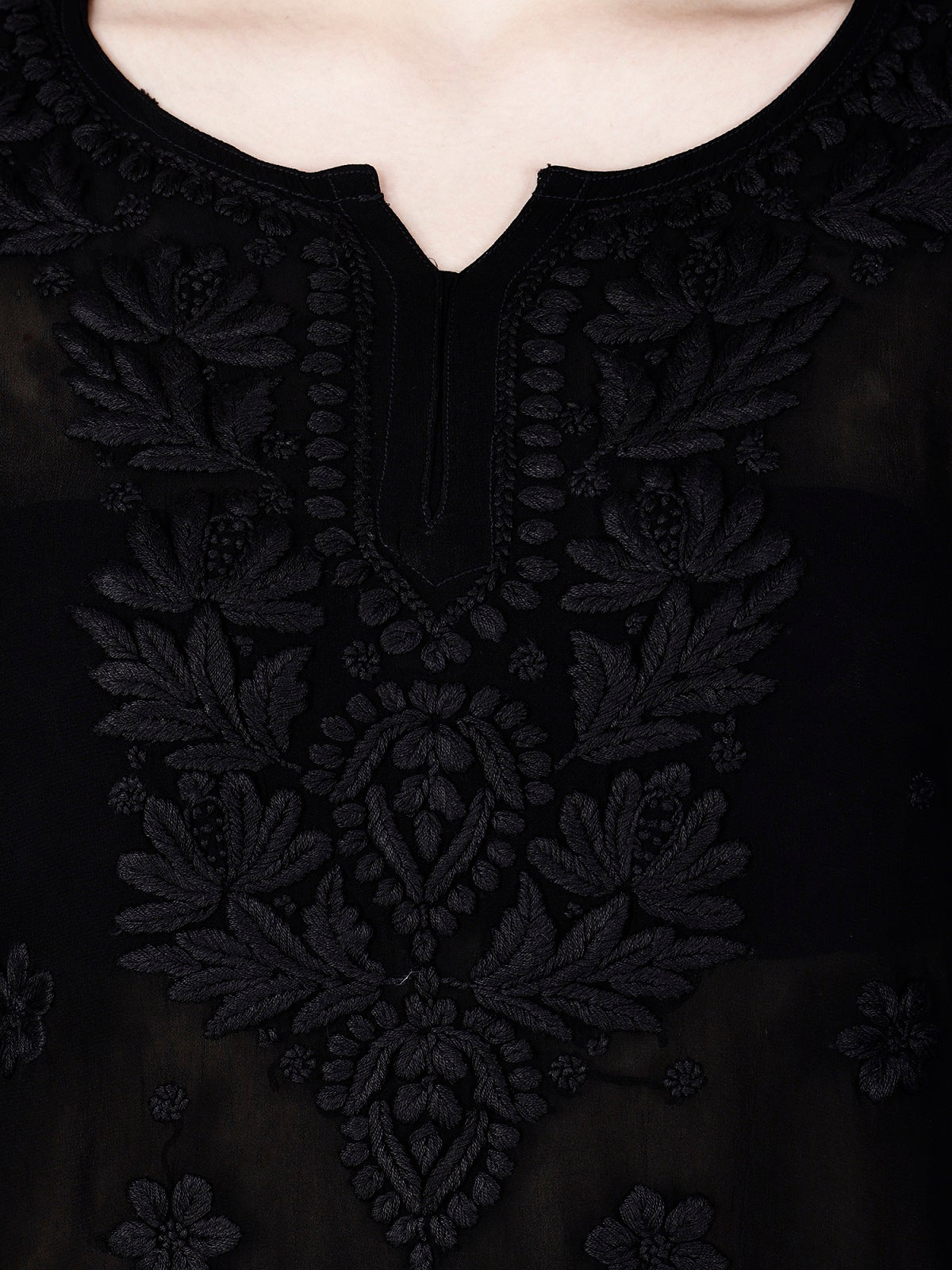 "The Chikankari Story" Chic and Comfortable: 3D Chikankari Hand-Embroidered Short Top & Kurti in Pure Viscose – Available in Black, Purple, Peach, Sea Green, and Lemon Green.