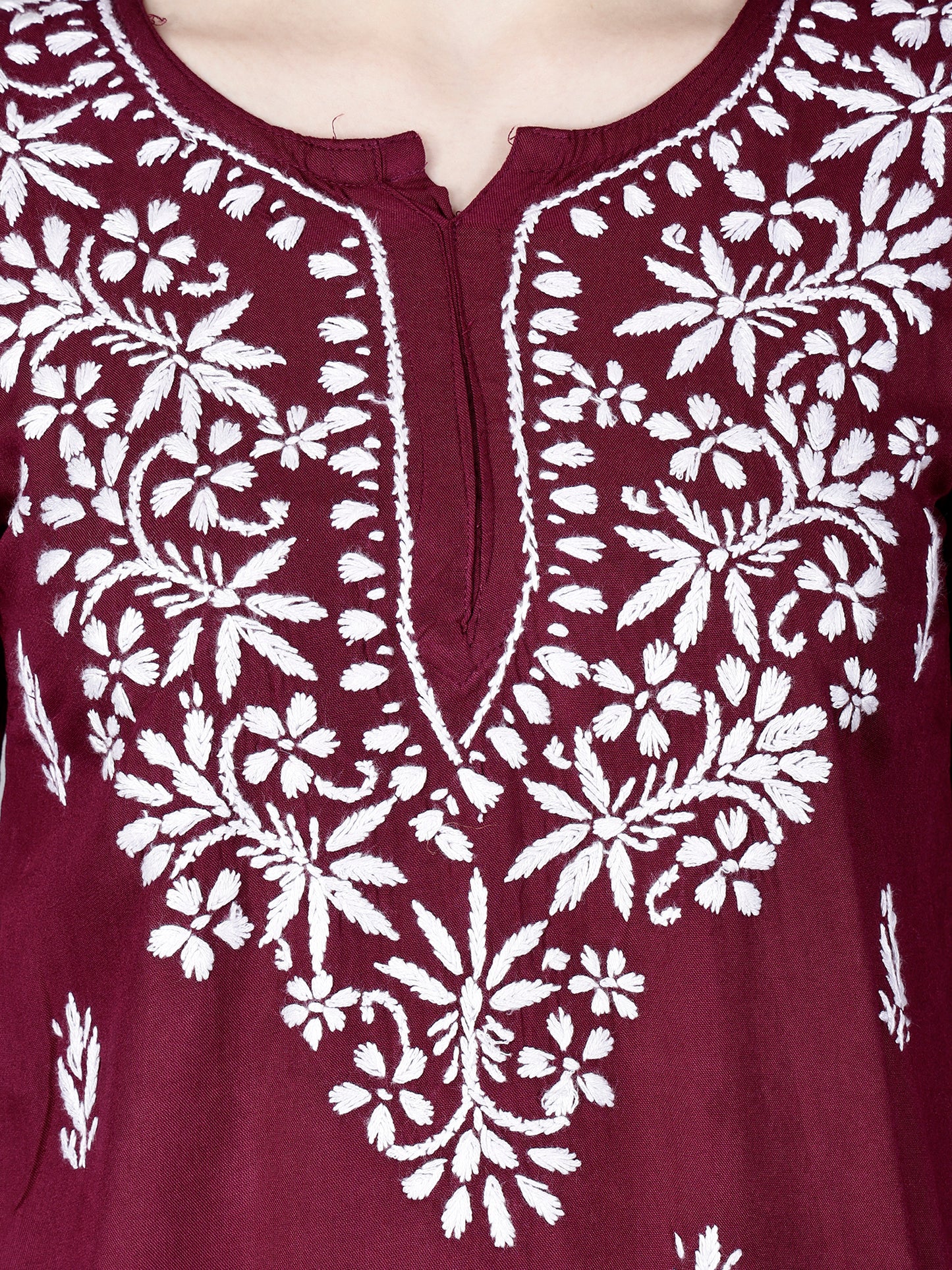 The Chikankari Story: Lucknowi Chikankari Hand Embroidery Cotton Rayon Short Kurti, Kurta, Top, and Tunic Collection in Deep Sea Green, Green Olive, Cool Blue, Black, and Grey