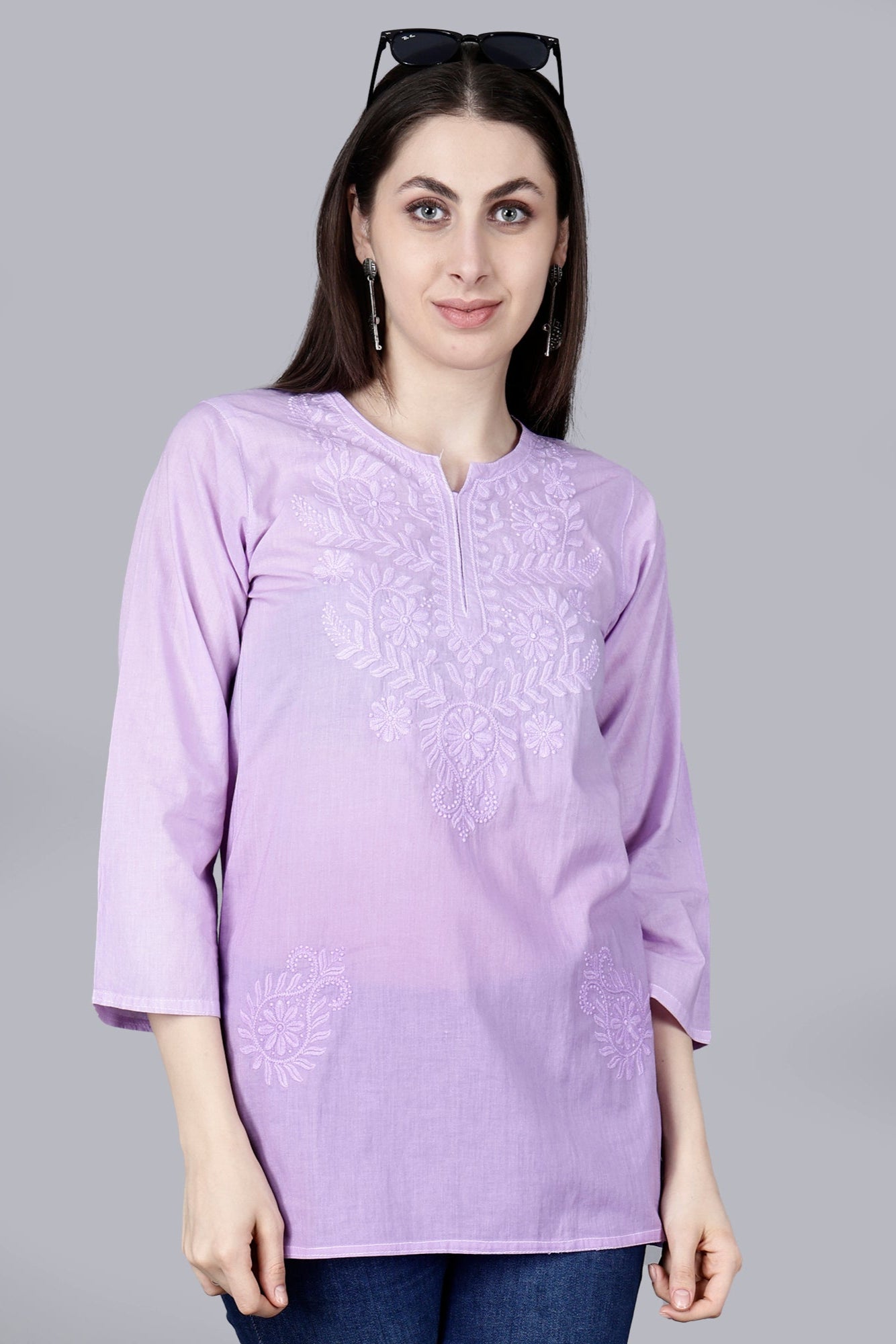 The Chikankari Story: Chikankari Machine Embroidery Short Kurta, Kurti, and Tunic Collection in Cotton Fabric
