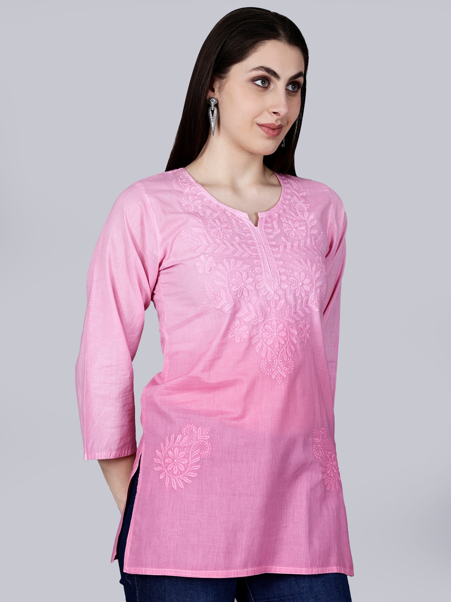 The Chikankari Story: Chikankari Machine Embroidery Short Kurta, Kurti, and Tunic Collection in Cotton Fabric