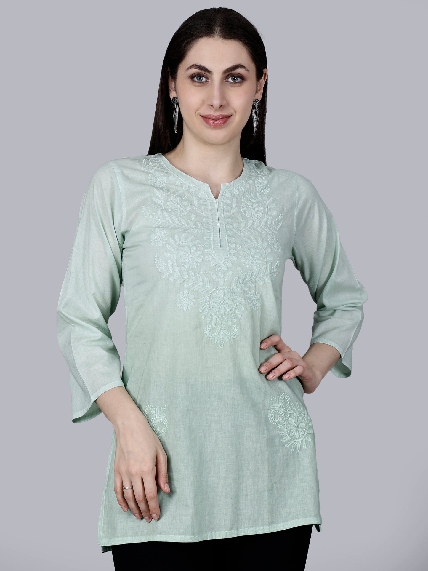 The Chikankari Story: Chikankari Machine Embroidery Short Kurta, Kurti, and Tunic Collection in Cotton Fabric
