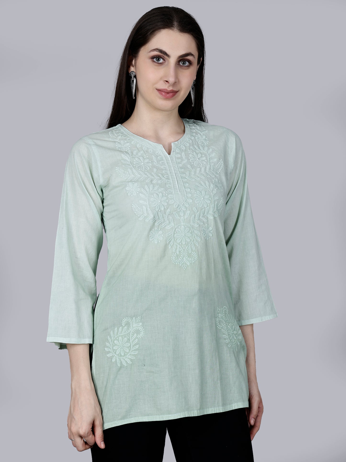 The Chikankari Story: Chikankari Machine Embroidery Short Kurta, Kurti, and Tunic Collection in Cotton Fabric