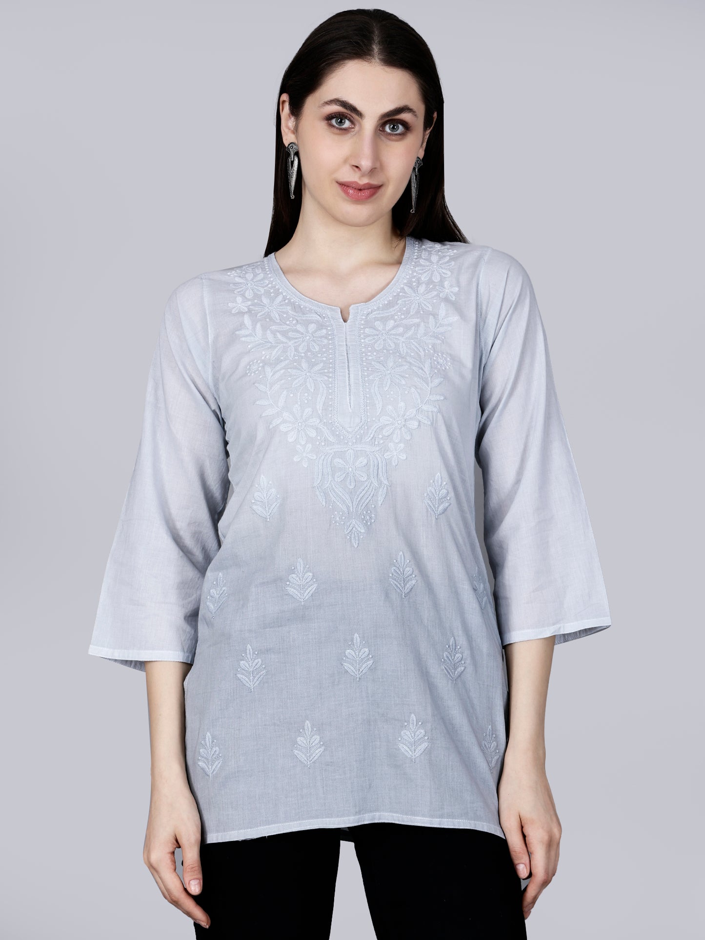 The Chikankari Story: Chikankari Machine Embroidery Short Kurta, Kurti, and Tunic Collection in Cotton Fabric