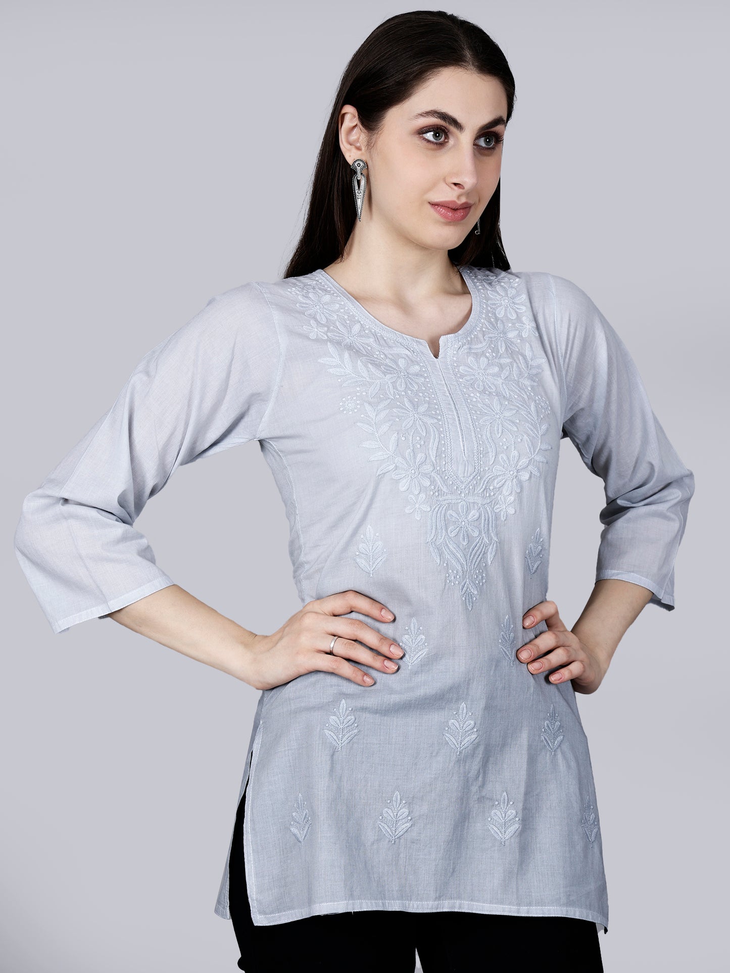 The Chikankari Story: Chikankari Machine Embroidery Short Kurta, Kurti, and Tunic Collection in Cotton Fabric