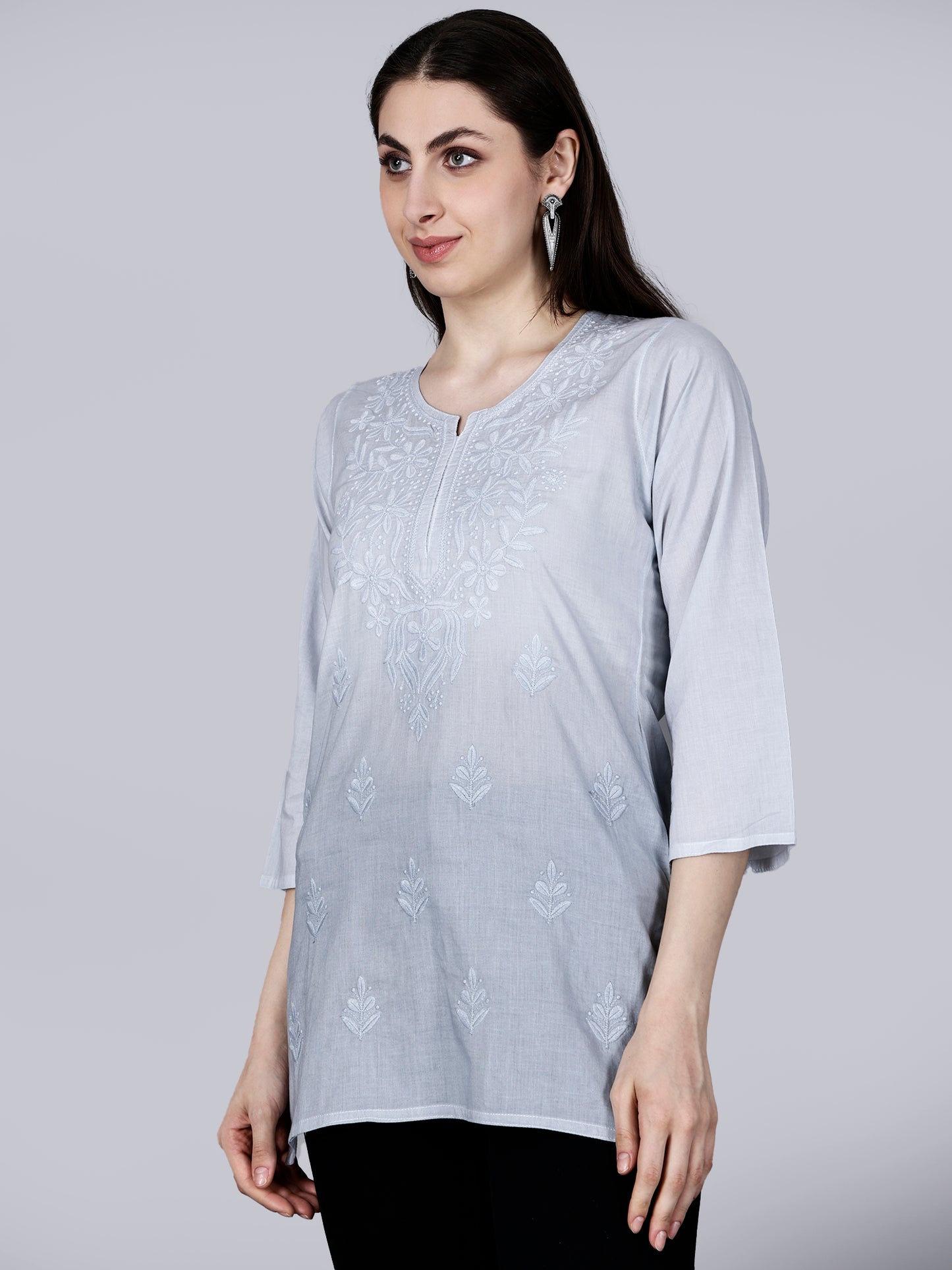 The Chikankari Story: Chikankari Machine Embroidery Short Kurta, Kurti, and Tunic Collection in Cotton Fabric