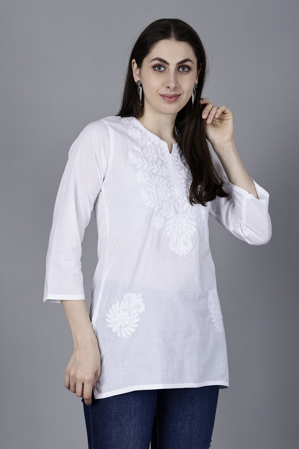 The Chikankari Story: Chikankari Machine Embroidery Short Kurta, Kurti, and Tunic Collection in Cotton Fabric