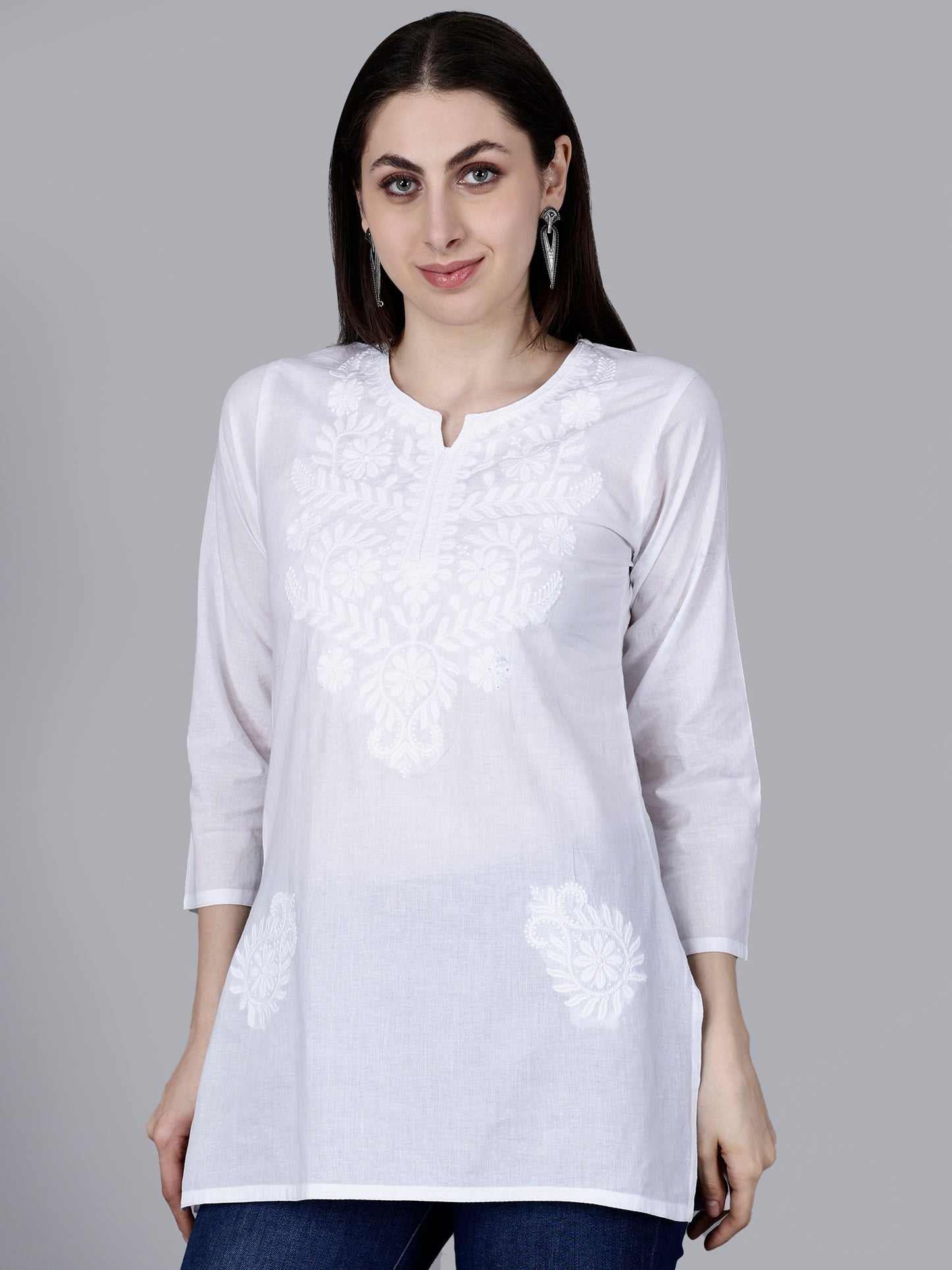 The Chikankari Story: Chikankari Machine Embroidery Short Kurta, Kurti, and Tunic Collection in Cotton Fabric
