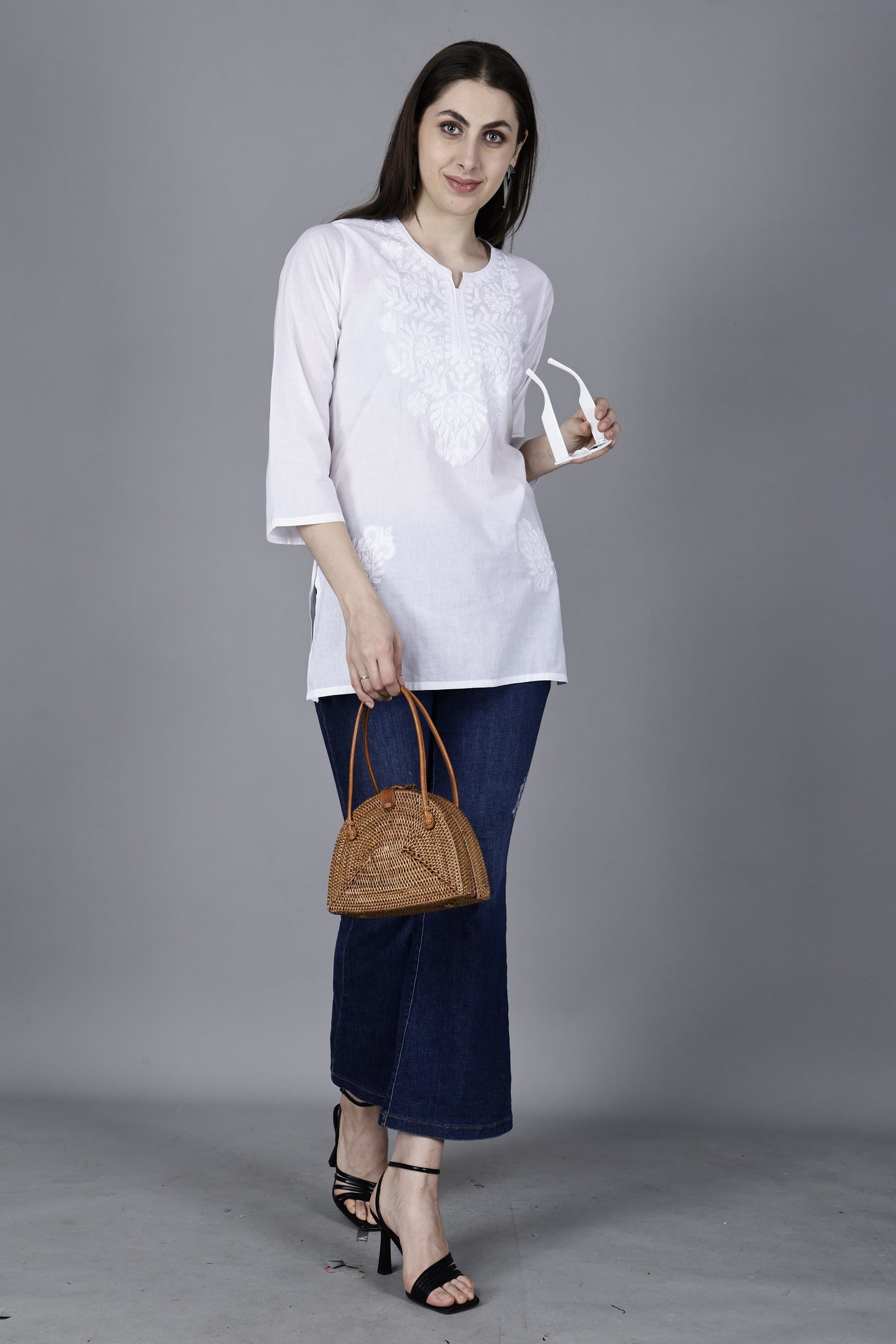 The Chikankari Story: Chikankari Machine Embroidery Short Kurta, Kurti, and Tunic Collection in Cotton Fabric