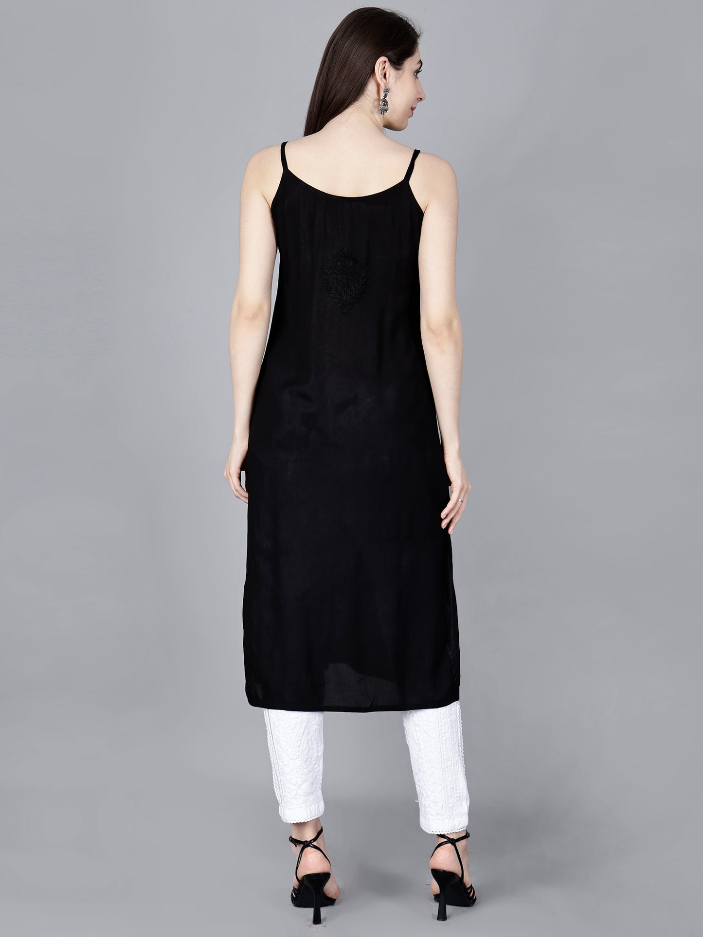 The Chikankari Story: Elegant Noodle Strap Kurti with Intricate Hand Embroidery in Pure Modal Fabric – Ombre Shades for a Modern Twist