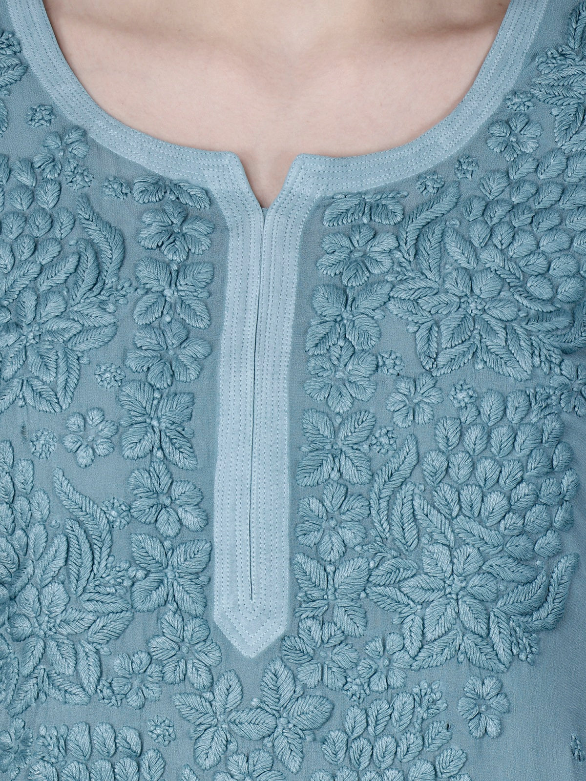"The Chikankari Story"Chikankari Hand Embroidered Long Kurti in Pure Viscose with 3D Work – Traditional Meets Modern Elegance.