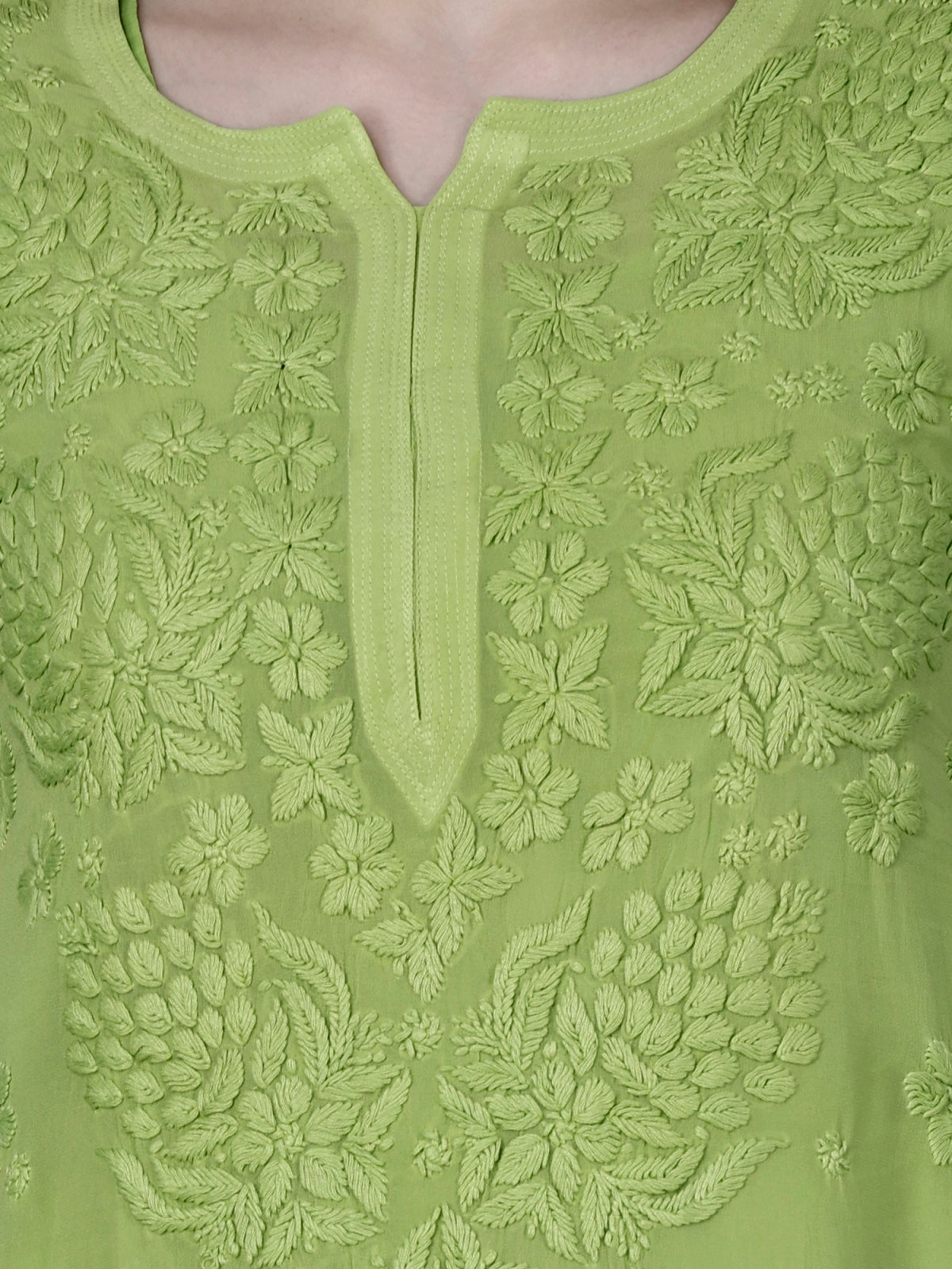 "The Chikankari Story"Chikankari Hand Embroidered Long Kurti in Pure Viscose with 3D Work – Traditional Meets Modern Elegance.