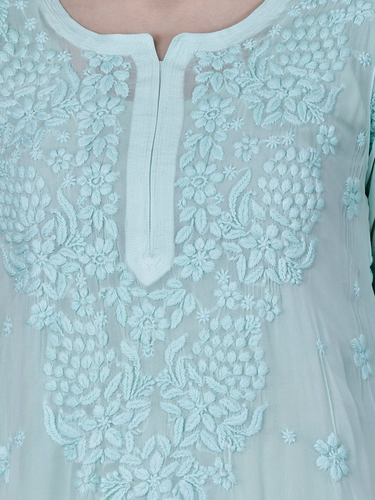 "The Chikankari Story"Chikankari Hand Embroidered Long Kurti in Pure Viscose with 3D Work – Traditional Meets Modern Elegance.