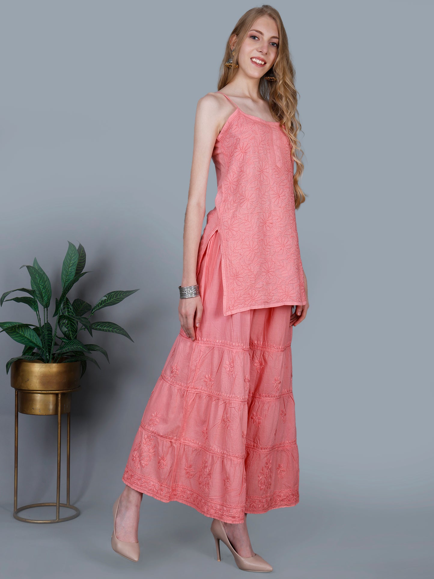 Pure Cotton Chikankari Gharara Set – Premium Lucknowi Hand Embroidery | Women Ethnic Wear.