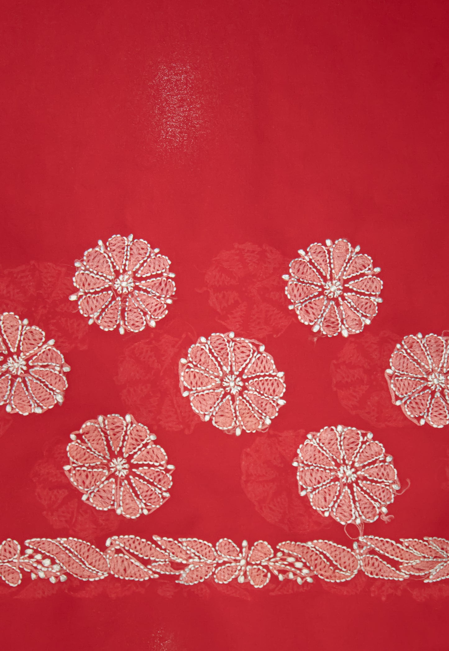 The Chikankari Story: Elegant Chikankari Hand Embroidered Georgette Saree with Bakhiya Work – 5.4 Meter Saree with 0.9 Meter Blouse Piece Full Body Embrodery