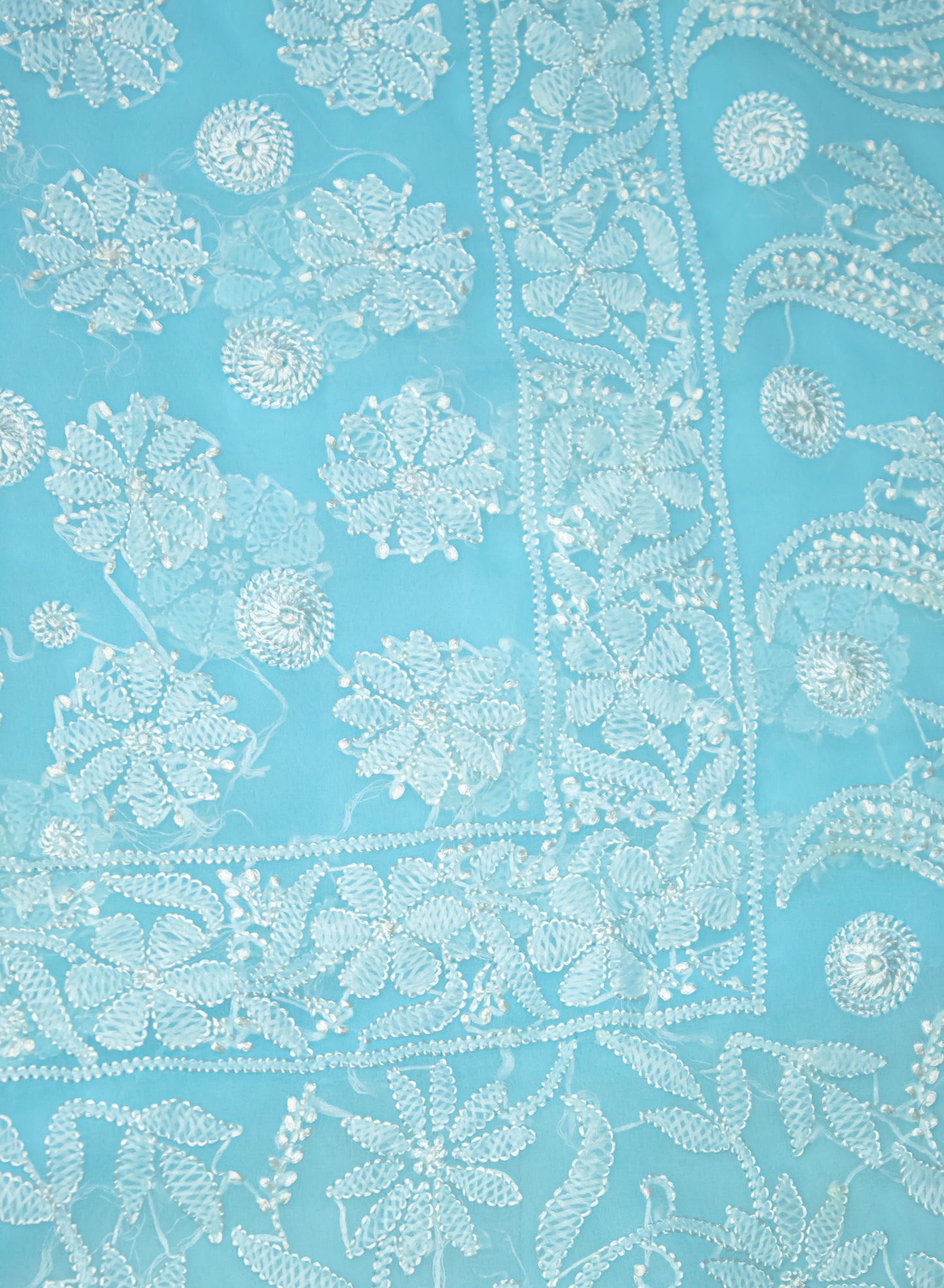 The Chikankari Story: Elegant Chikankari Hand Embroidered Georgette Saree with Bakhiya Work – 5.4 Meter Saree with 0.9 Meter Blouse Piece Full Body Embrodery