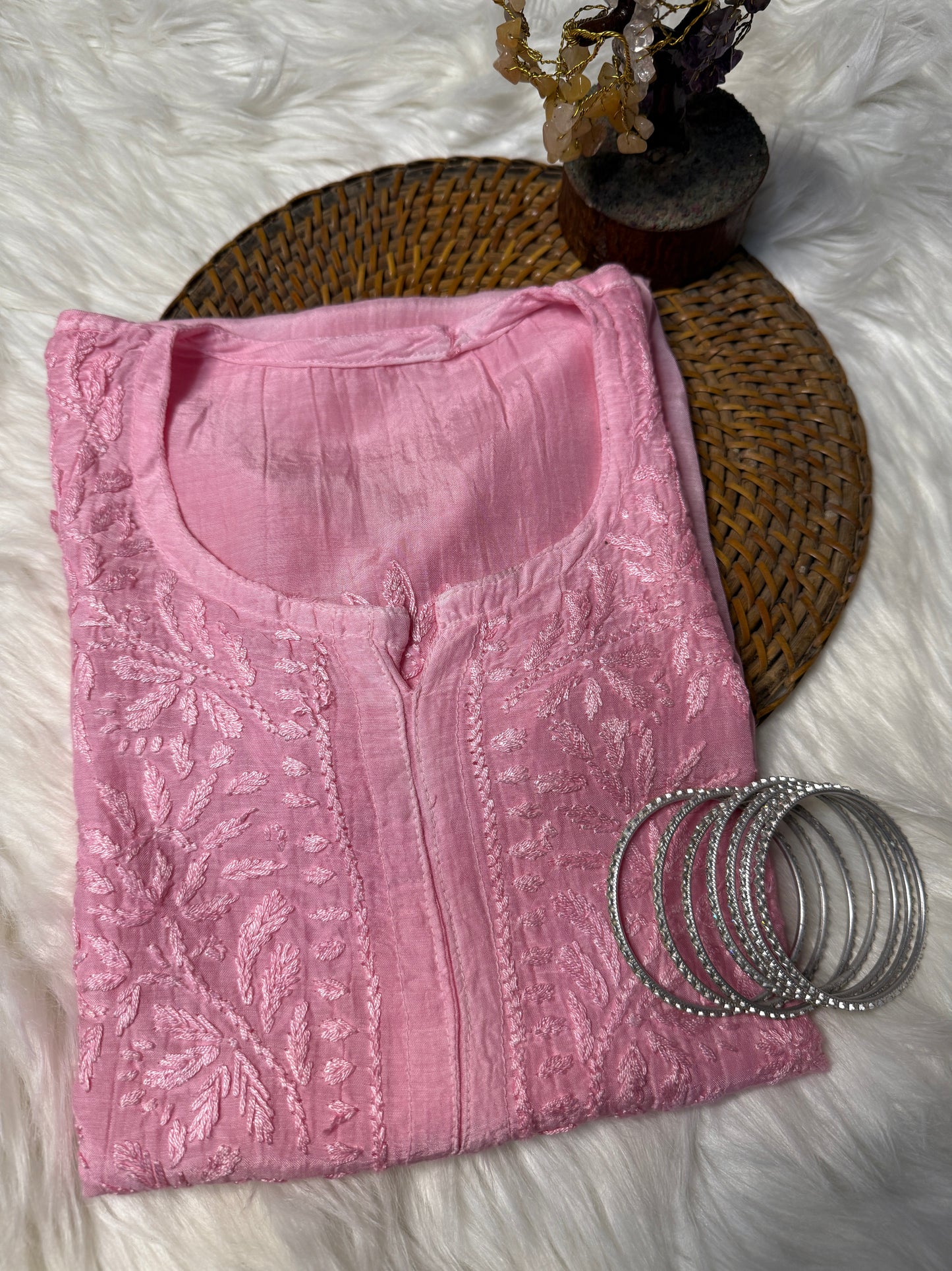 The Chikankari Story: Chikankari Hand Embroidery Short Muslin Office-Wear Kurti for Women - Lucknawi Heritage, Top-Selling Design
