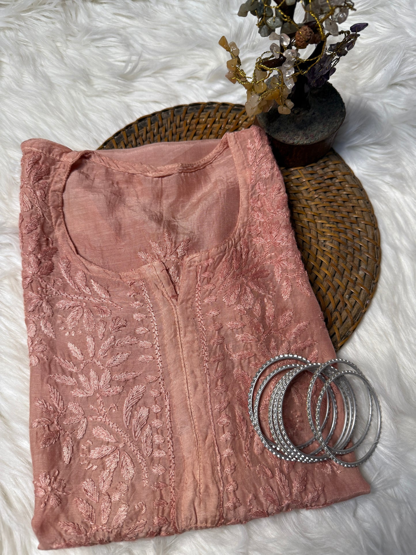The Chikankari Story: Chikankari Hand Embroidery Short Muslin Office-Wear Kurti for Women - Lucknawi Heritage, Top-Selling Design