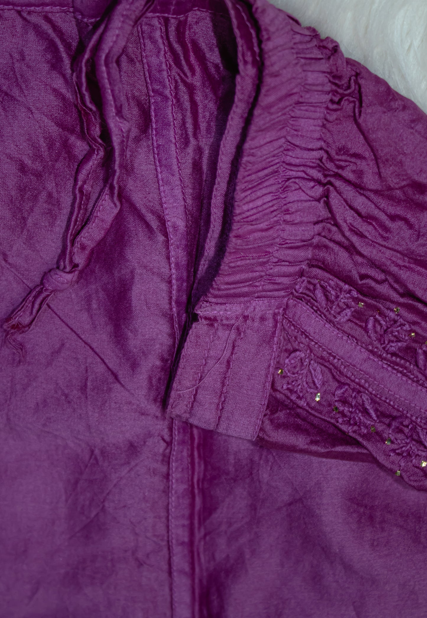 The Chikankari Story: Pure Mul Chanderi Semi-Stitched Co-ord Set: Hand Embroidered Chikankari with Mukaish Detailing, Chanderi Cotton Palazzo