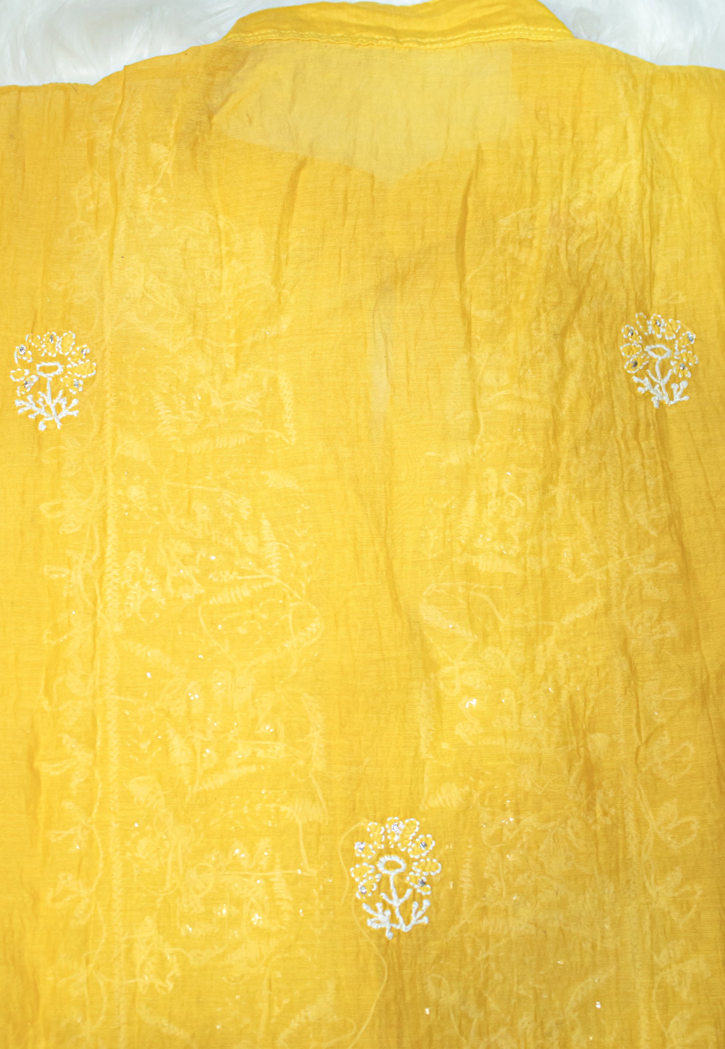 The Chikankari Story: Pure Mul Chanderi Semi-Stitched Co-ord Set: Hand Embroidered Chikankari with Mukaish Detailing, Chanderi Cotton Palazzo