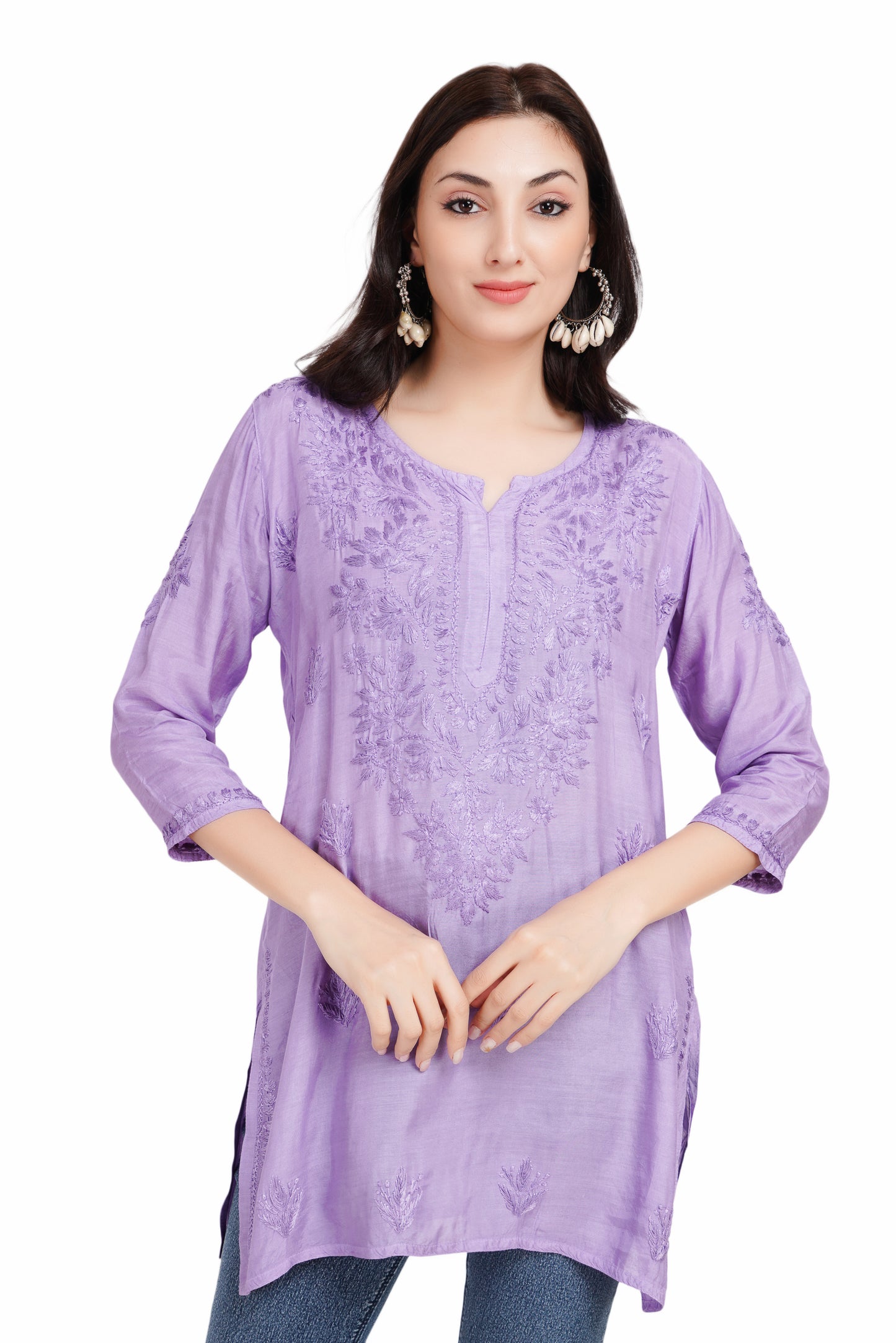 The Chikankari Story: Chikankari Hand Embroidery Short Muslin Office-Wear Kurti for Women - Lucknawi Heritage, Top-Selling Design