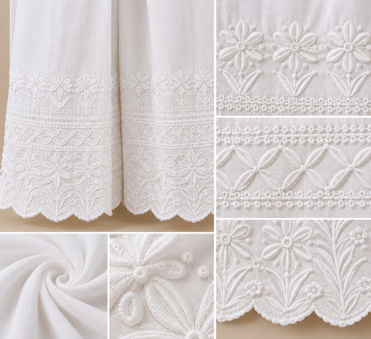 Women White Cotton Chikankari Hand Embroidered Palazzo
