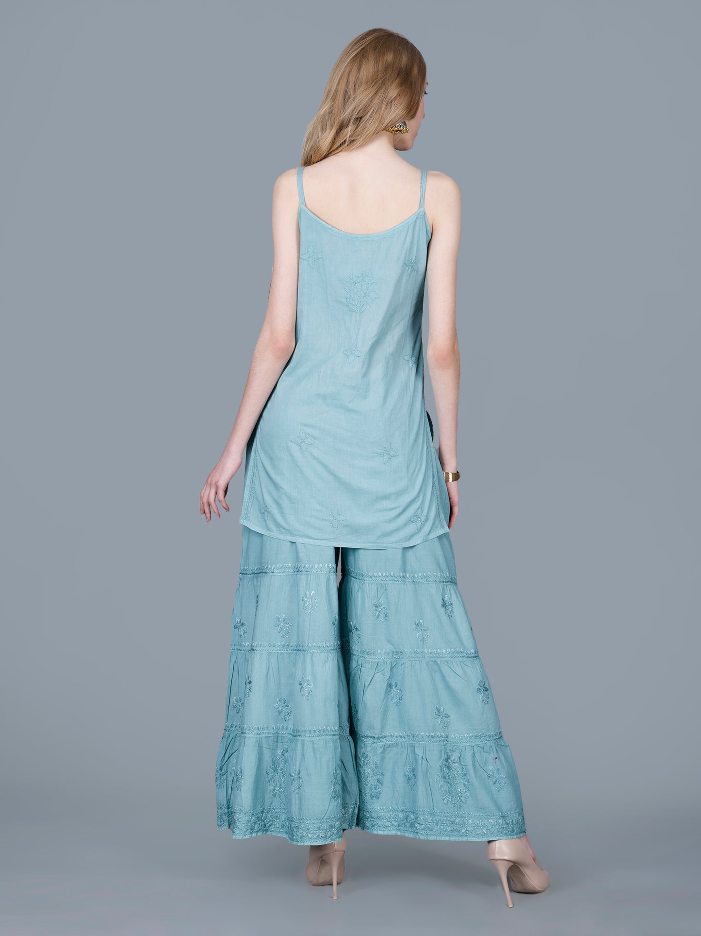 Pure Cotton Chikankari Gharara Set – Premium Lucknowi Hand Embroidery | Women Ethnic Wear.