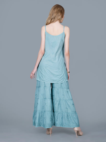 Pure Cotton Chikankari Gharara Set – Premium Lucknowi Hand Embroidery | Women Ethnic Wear.