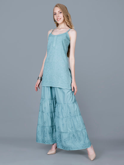 Pure Cotton Chikankari Gharara Set – Premium Lucknowi Hand Embroidery | Women Ethnic Wear.