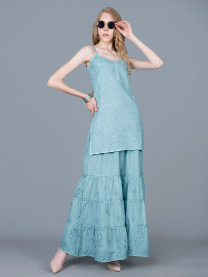 Pure Cotton Chikankari Gharara Set – Premium Lucknowi Hand Embroidery | Women Ethnic Wear.