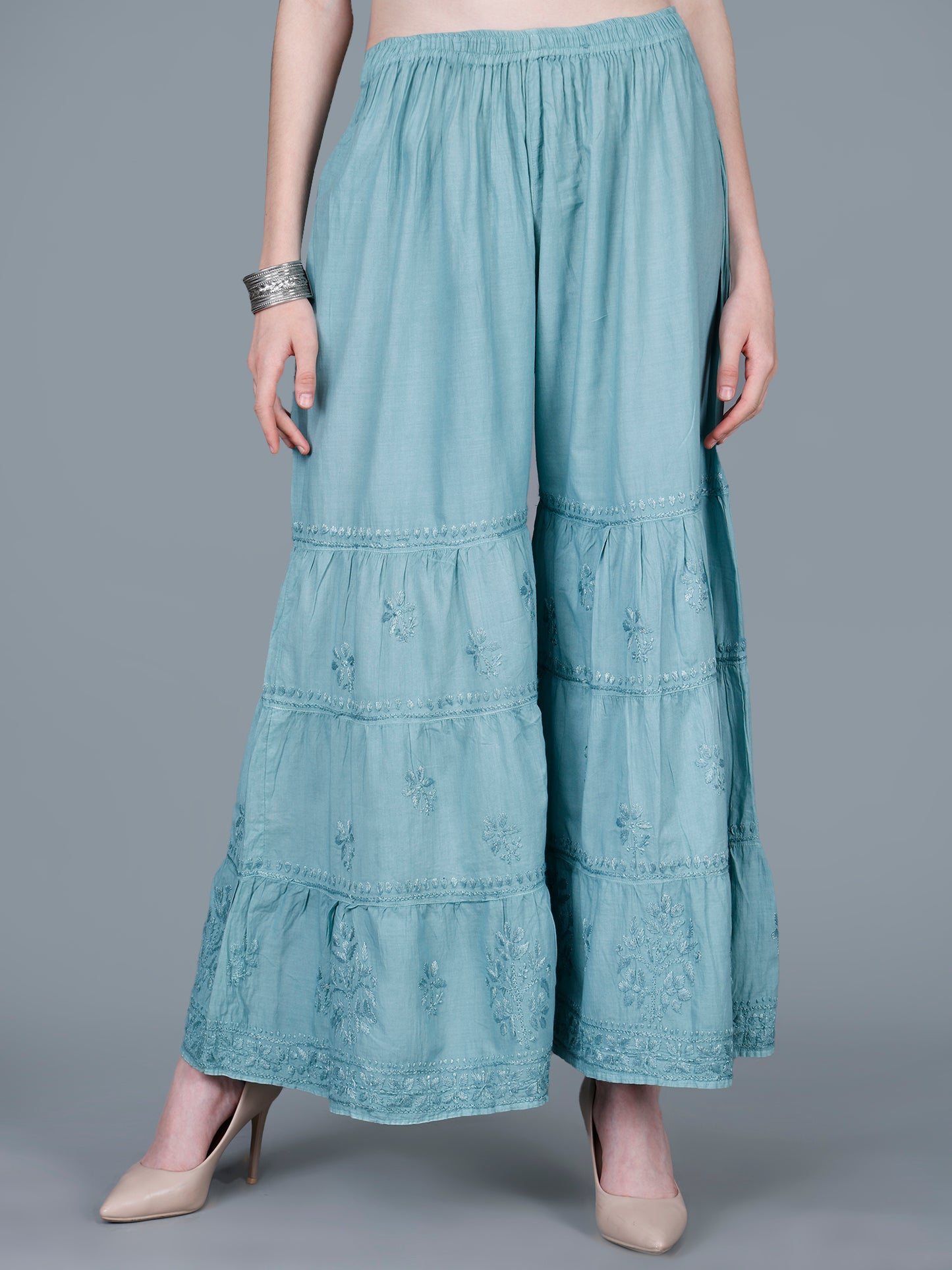 Pure Cotton Chikankari Gharara Set – Premium Lucknowi Hand Embroidery | Women Ethnic Wear.