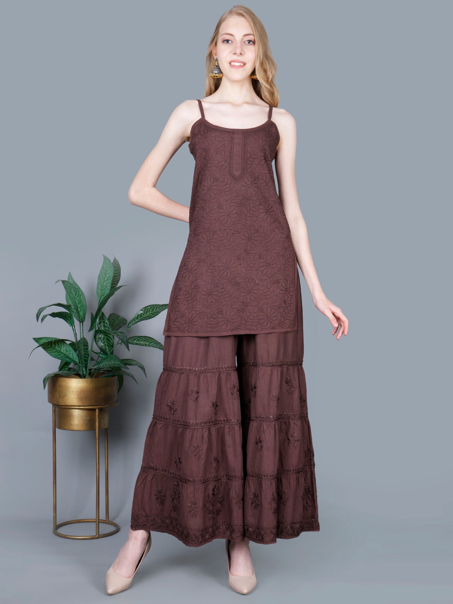 Pure Cotton Chikankari Gharara Set – Premium Lucknowi Hand Embroidery | Women Ethnic Wear.