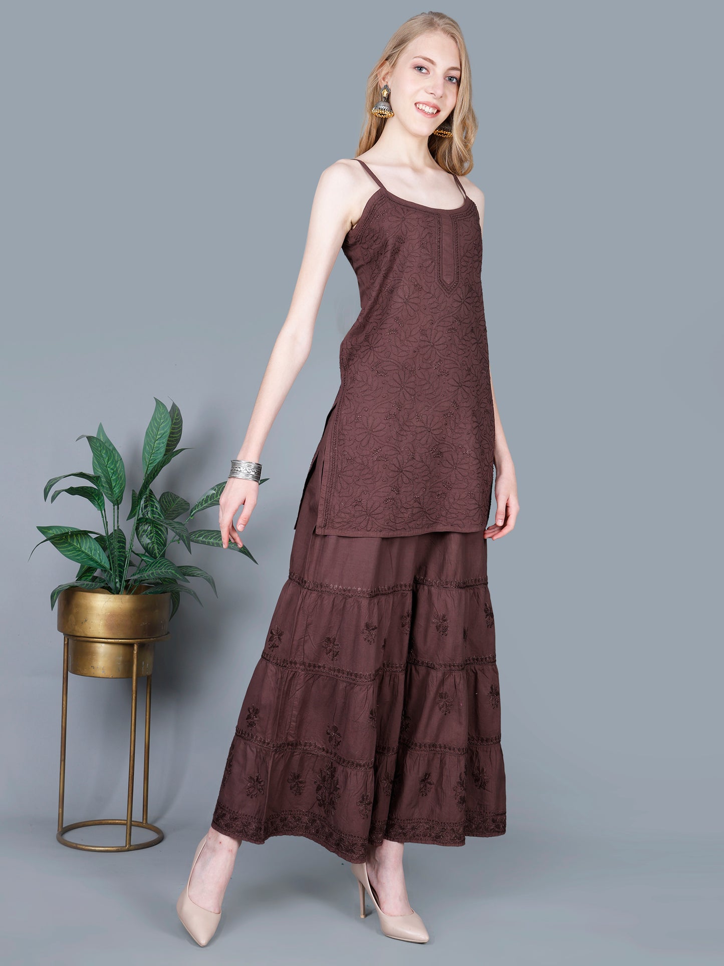 Pure Cotton Chikankari Gharara Set – Premium Lucknowi Hand Embroidery | Women Ethnic Wear.