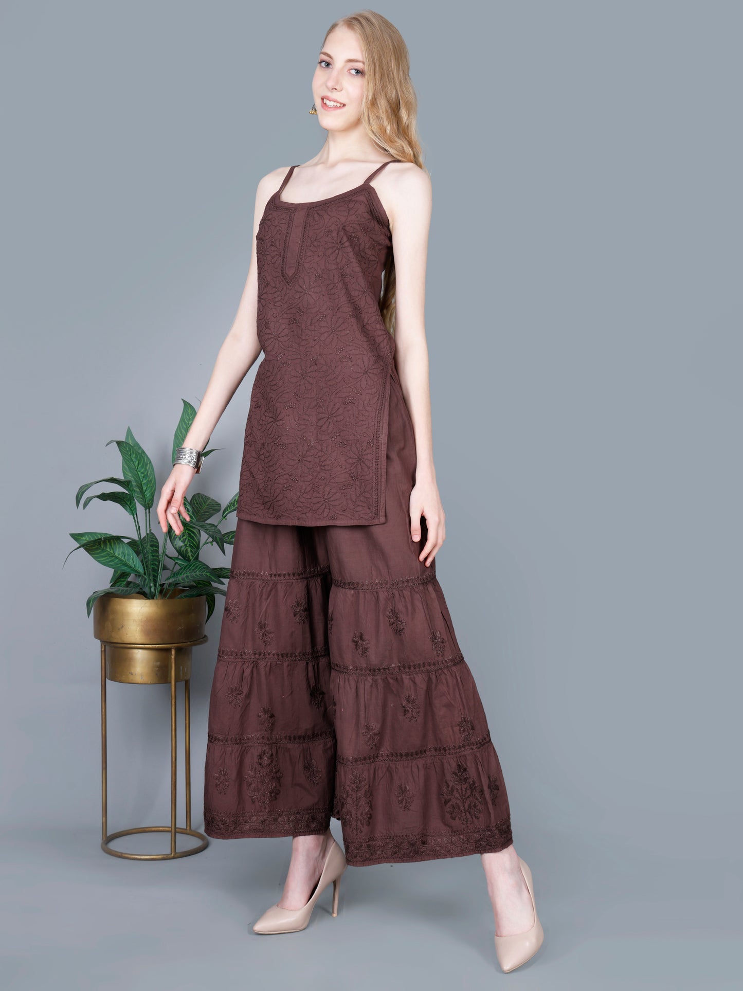 Pure Cotton Chikankari Gharara Set – Premium Lucknowi Hand Embroidery | Women Ethnic Wear.