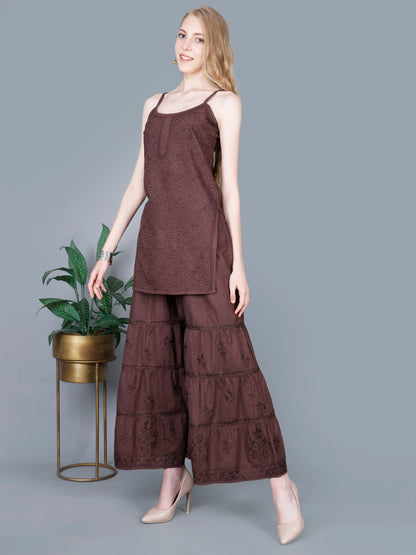 Pure Cotton Chikankari Gharara Set – Premium Lucknowi Hand Embroidery | Women Ethnic Wear.