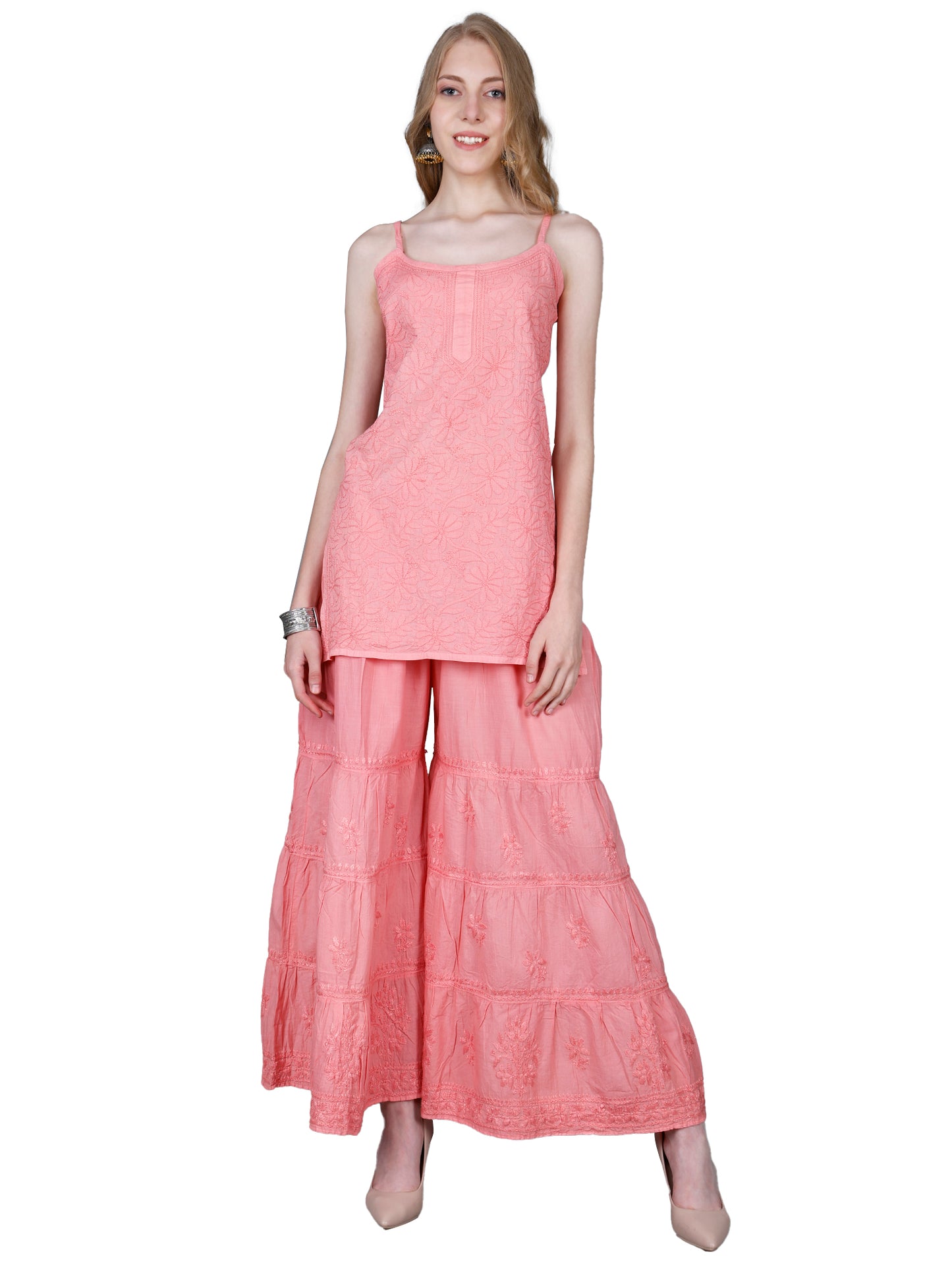 Pure Cotton Chikankari Gharara Set – Premium Lucknowi Hand Embroidery | Women Ethnic Wear.