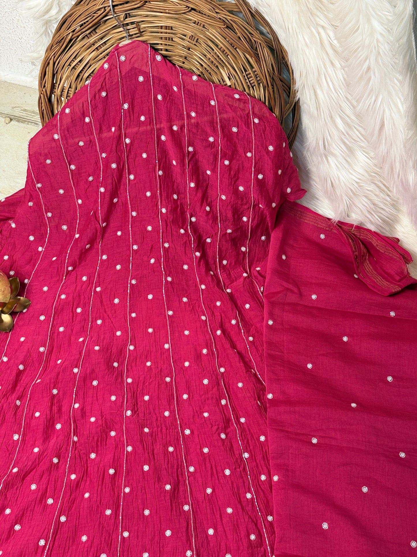 The Chikankari Story: Graceful Semi-Stitched Mul Chanderi Anarkali (with Dupatta) with Pearl & Cut Dana Detailing – A Celebration of Handcrafted Elegance