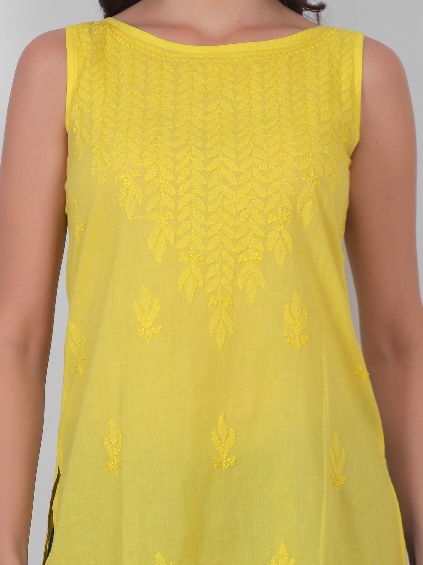 The Chikankari Story: White Sleeveless Chikankari Top and Tunic with Hand Embroidery – Lakhnavi Bakhiya and Thread Work