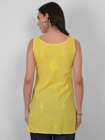 The Chikankari Story: White Sleeveless Chikankari Top and Tunic with Hand Embroidery – Lakhnavi Bakhiya and Thread Work
