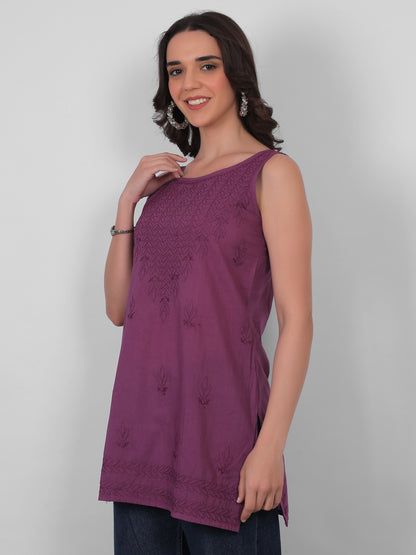 The Chikankari Story: White Sleeveless Chikankari Top and Tunic with Hand Embroidery – Lakhnavi Bakhiya and Thread Work