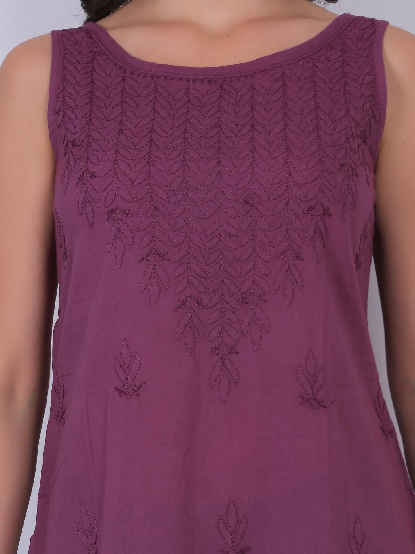 The Chikankari Story: White Sleeveless Chikankari Top and Tunic with Hand Embroidery – Lakhnavi Bakhiya and Thread Work