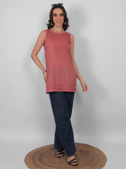 The Chikankari Story: White Sleeveless Chikankari Top and Tunic with Hand Embroidery – Lakhnavi Bakhiya and Thread Work